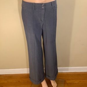 Express)Pleated Denim Wide Leg Pants